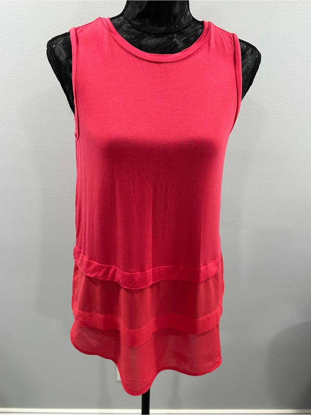 MICHAEL Michael Kors Coral Pink Layered-Hem Sleeveless Tank